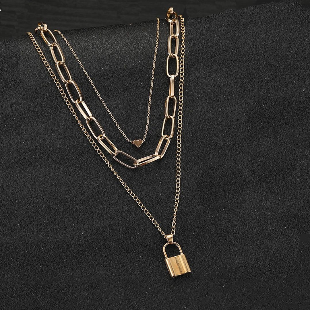 Locked in Elegance – Gold Plated Stylish Necklace