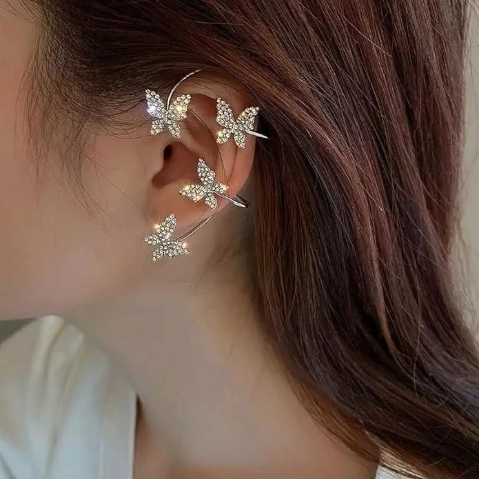 Stylish Butterfly Ear Crawler Cuff Earrings