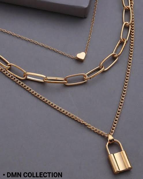 Locked in Elegance – Gold Plated Stylish Necklace