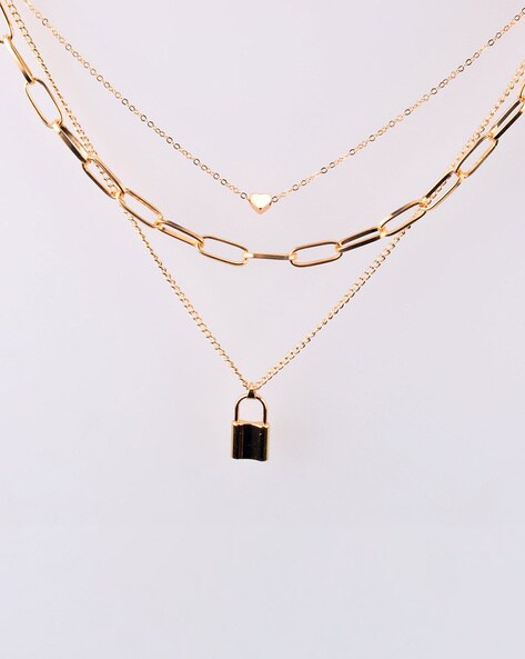 Locked in Elegance – Gold Plated Stylish Necklace